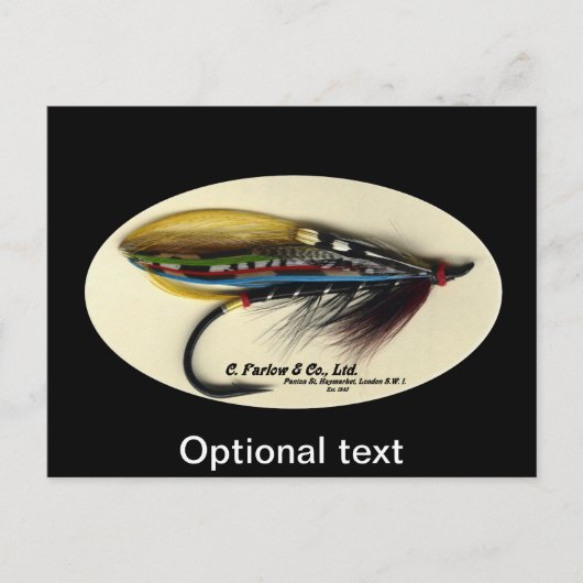 サーモンフライ – ブラックドクター羽毛 ポストカード (正面)