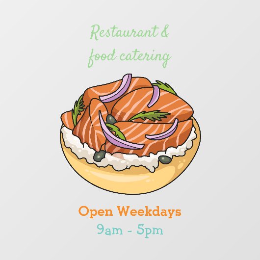 サーモンベーグル漫画イラストレーション ウィンドウサイン (シート)