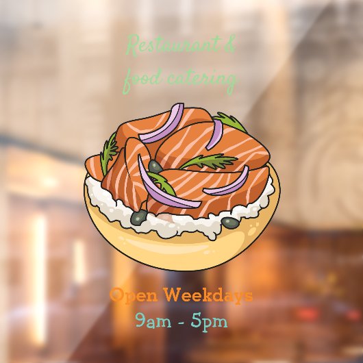 サーモンベーグル漫画イラストレーション ウィンドウサイン (シート2)