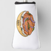 サーモンベーグル漫画イラストレーション ゴルフヘッドカバー (回転90)