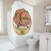 サーモンベーグル漫画イラストレーション シャワーカーテン (インサイチュ)