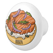 サーモンベーグル漫画イラストレーション セラミックノブ (右)