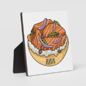 サーモンベーグル漫画イラストレーション フォトプラーク (正面)