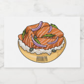 サーモンベーグル漫画イラストレーション フードラベル (シングルラベル)