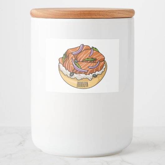 サーモンベーグル漫画イラストレーション フードラベル (正面)