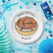 サーモンベーグル漫画イラストレーション ペーパープレート (パーティー)