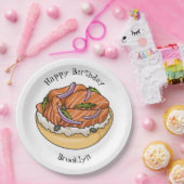 サーモンベーグル漫画イラストレーション ペーパープレート (パーティー)