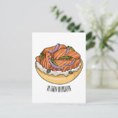サーモンベーグル漫画イラストレーション ポストカード (スタンド正面)