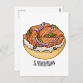 サーモンベーグル漫画イラストレーション ポストカード (正面/裏面)