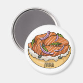 サーモンベーグル漫画イラストレーション マグネット (正面/裏面)