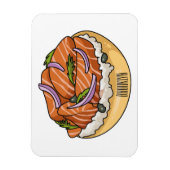 サーモンベーグル漫画イラストレーション マグネット (縦)