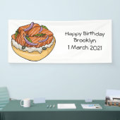 サーモンベーグル漫画イラストレーション 横断幕 (トレードショー)