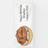 サーモンベーグル漫画イラストレーション 横断幕 (縦)