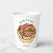 サーモンベーグル漫画イラストレーション 紙コップ (裏面)