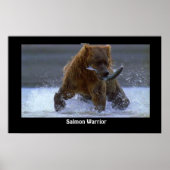 サーモンポスター用グリズリーベア魚釣り ポスター (正面)