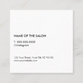 サーモンミニマルブエレガントルの青い鋏ヘアスタイリスト スクエア名刺 (裏面)