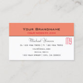 サーモンモダンとホワイトとモノグラムプロフェッショナル 名刺 (裏面)