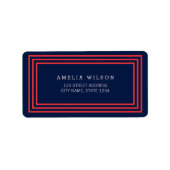 サーモンモダンピンクの住所を持つネイビ縁どーブルー ラベル (正面)