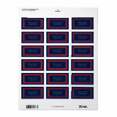 サーモンモダンピンクの住所を持つネイビ縁どーブルー ラベル (フルシート)