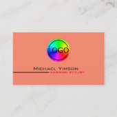 サーモンモダンホワイトシンプルプロフェッショナル(ロゴ付) 名刺 (正面)