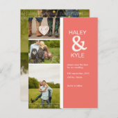 サーモンモダン&ホワイト日付写真はがきを保存 案内ポストカード (正面/裏面)