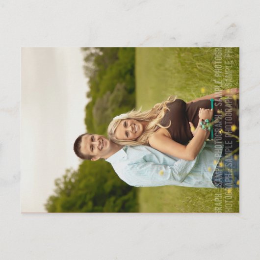 サーモンモダン&ホワイト日付写真はがきを保存 案内ポストカード (裏面)