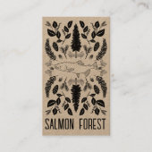 サーモンユニークフィッシュ魚釣り自然植物筏 名刺 (正面)