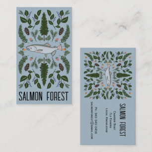 サーモンユニークフィッシュ魚釣り自然PNW植物学 名刺