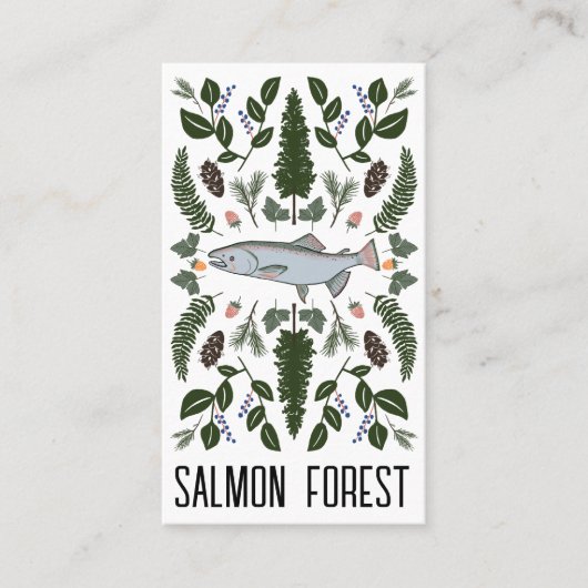 サーモンユニークフィッシュ魚釣り自然PNW植物学 名刺 (正面)