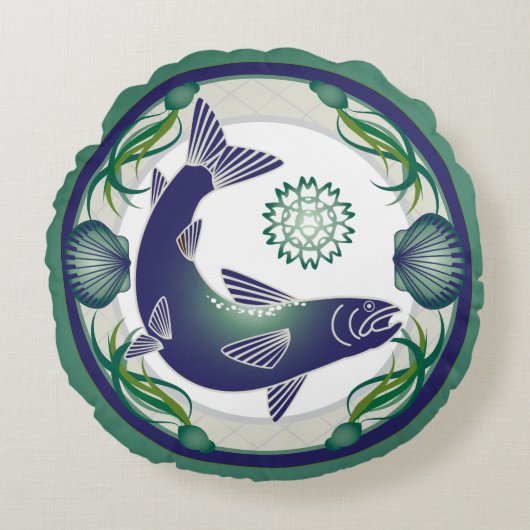 サーモン丸枕 ラウンドクッション (正面)