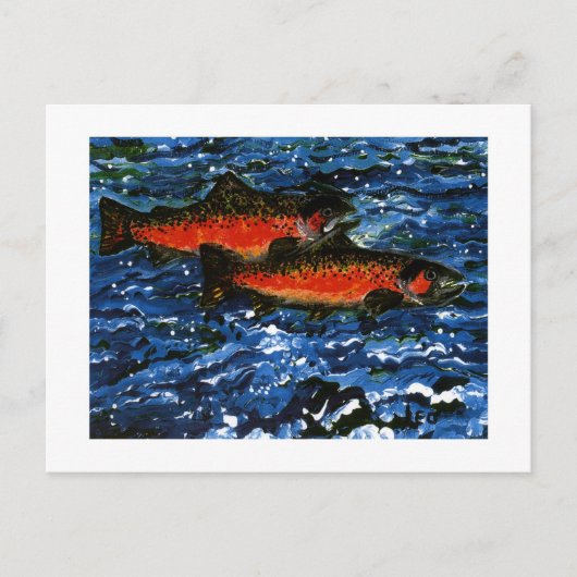サーモン二匹 ポストカード (正面)