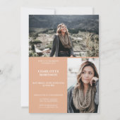 サーモン卒業生の台本3枚の写真卒業 招待状 (裏面)