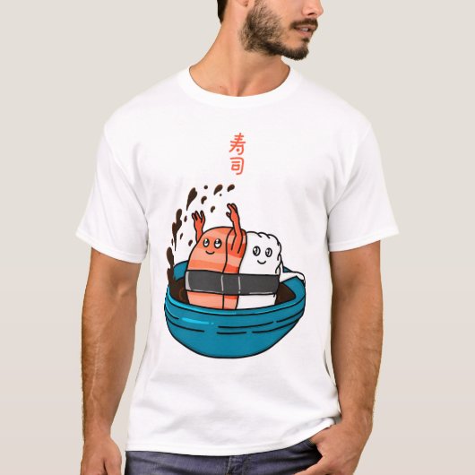 サーモン寿司で楽しもう Tシャツ (正面)