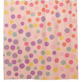 サーモン数々のピンク色の紙吹雪ドット シャワーカーテン