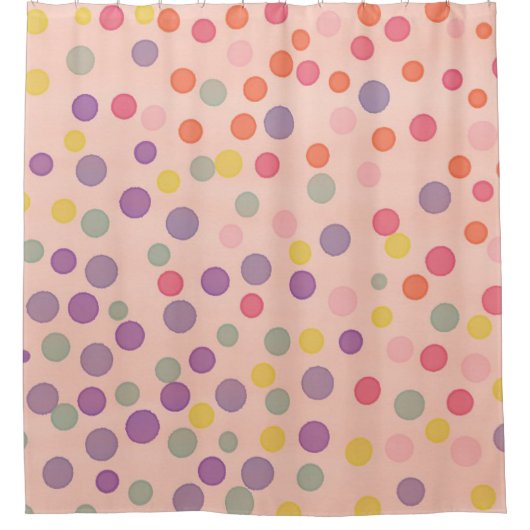 サーモン数々のピンク色の紙吹雪ドット シャワーカーテン (正面)