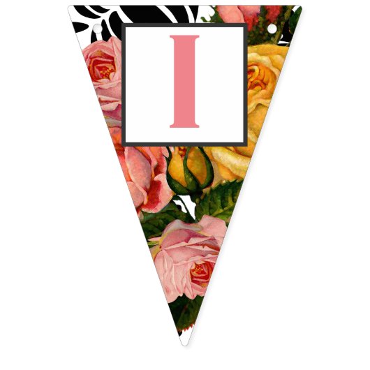 サーモン文字家宝バラフローラパッテンベビーガール バンティングフラッグ (第1の旗)