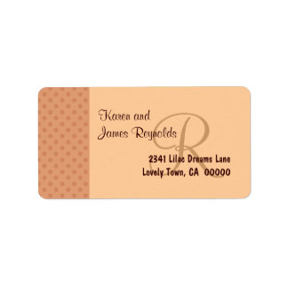 サーモン水玉模様パターンモノグラムまたはイニシャル ラベル