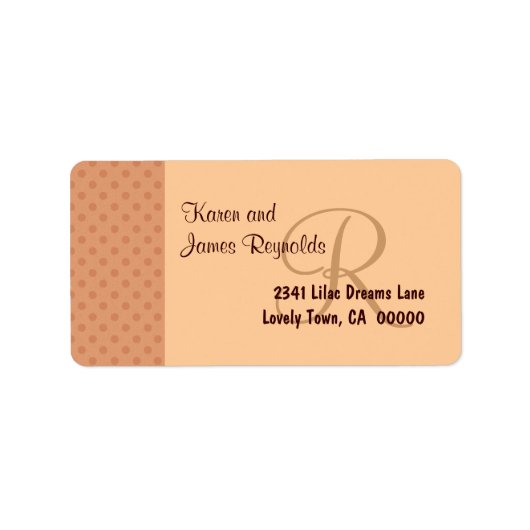 サーモン水玉模様パターンモノグラムまたはイニシャル ラベル (正面)