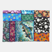 サーモン熱狂するキルトお洒落フローラ キッチンタオル (横)