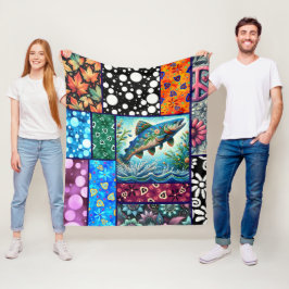 サーモン熱狂するキルトお洒落フローラ フリースブランケット