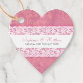 サーモン結婚ピンクの白いレース フェイバータグ (正面)