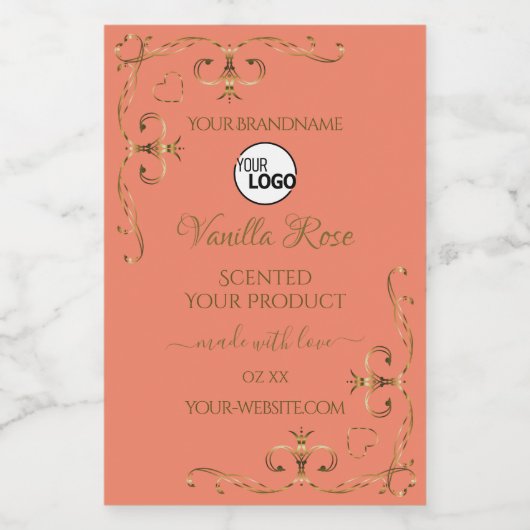 サーモン製品ラベルの金ゴールド華美コーナー(ロゴ付き) フードラベル (シングルラベル)