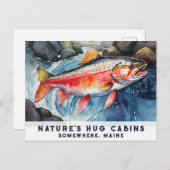 *~*サーモン魚スイミングAP49絵画のメイン シーズンポストカード (正面/裏面)