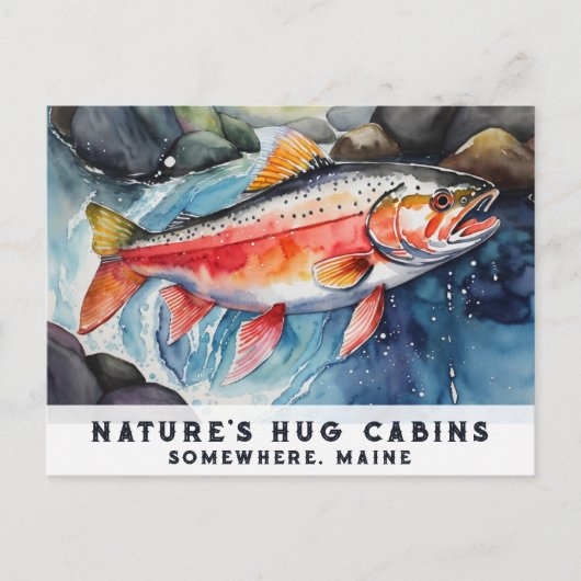 *~*サーモン魚スイミングAP49絵画のメイン シーズンポストカード (正面)