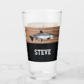 サーモン魚釣りビールアングラーフィッシャーマントラウト タンブラーグラス (裏面)