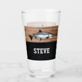 サーモン魚釣りビールアングラーフィッシャーマントラウト タンブラーグラス (正面)