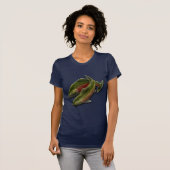 サーモン魚釣り女性漁師シャツギフト Tシャツ (正面フル)