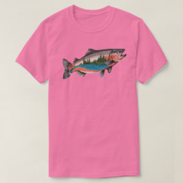 サーモン魚釣り Tシャツ