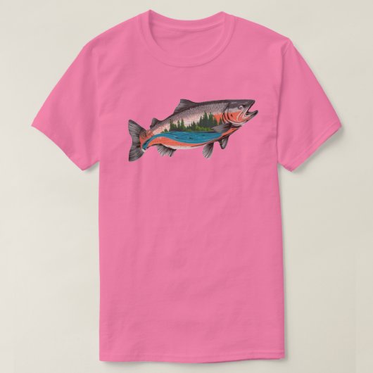 サーモン魚釣り Tシャツ (デザイン正面)