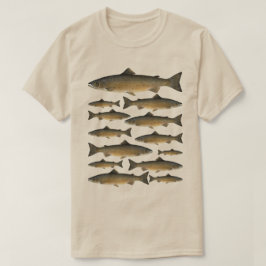 サーモン魚釣り Tシャツ